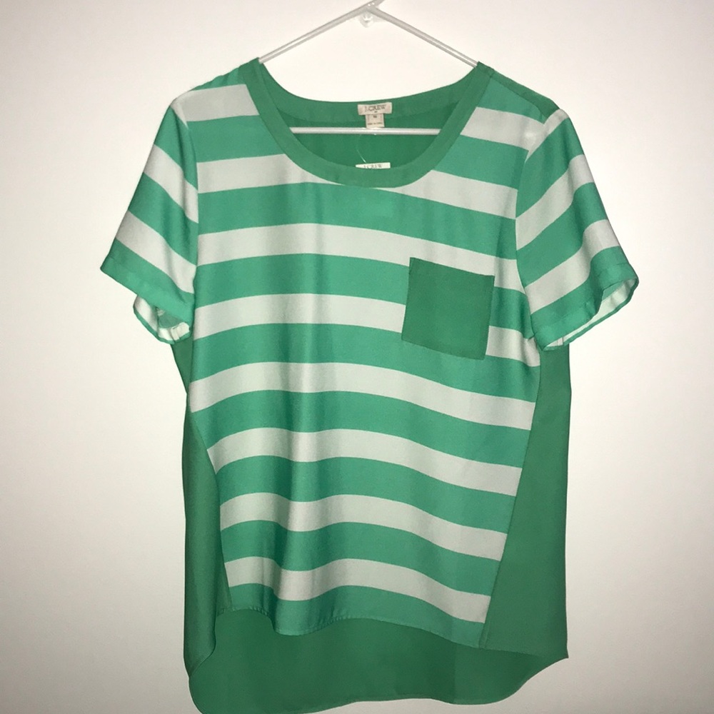 Green J Crew Striped T-shirt Size M